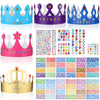 Chinco 38 Pieces Paper Crowns Princess Prince Hats Birthday Party Crowns Craft Jewels Gem Number Letter Sticker For Diy Classroom Decor