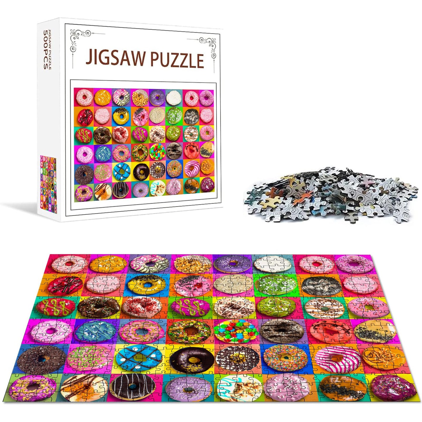 Nattork Jigsaw Puzzles 500 Pieces For Adults, Families (Donuts) Pieces Fit Together Perfectly