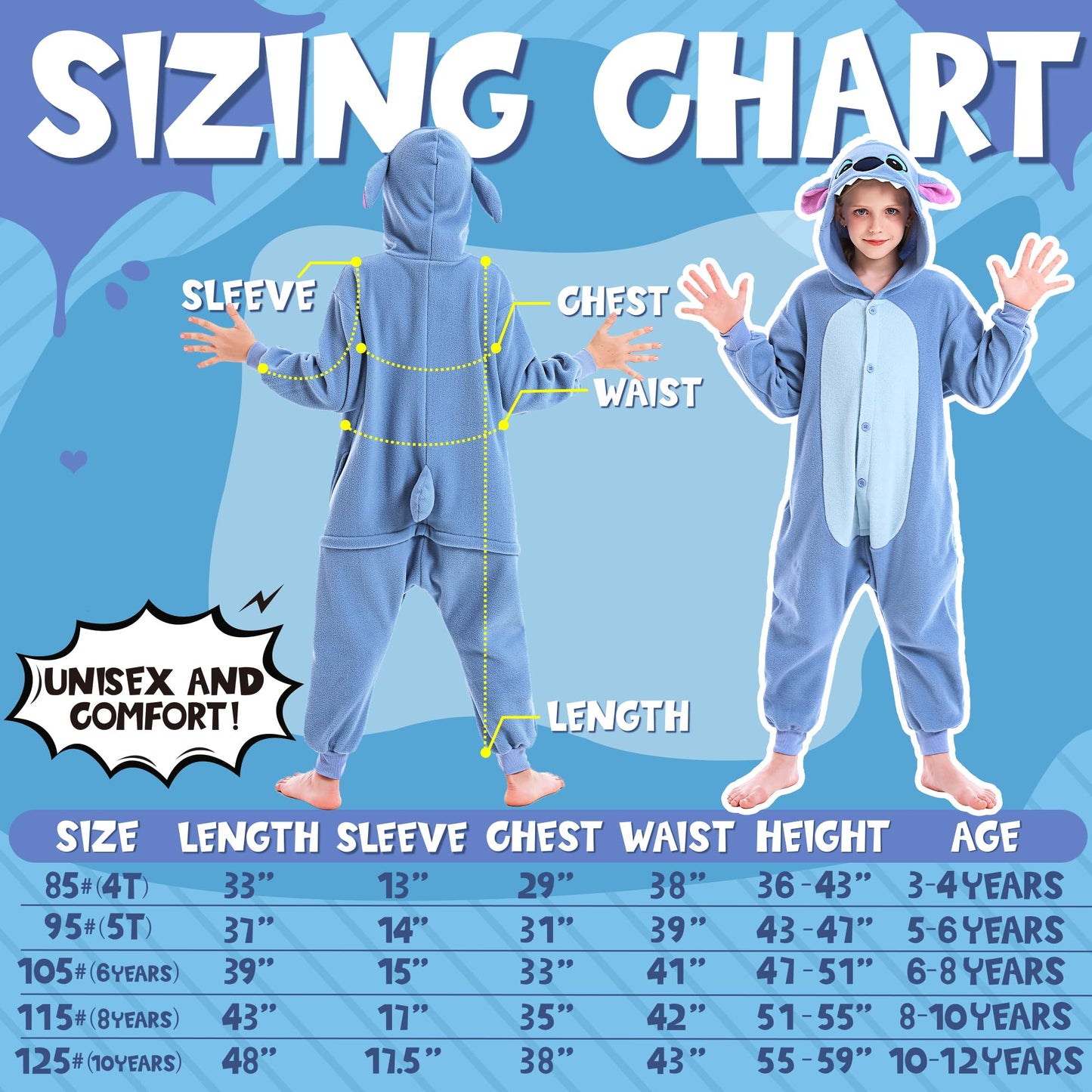 Canasour Kids Christmas Halloween Costumes Anime Cosplay Animal One Piece Onesie Pajamas 5T Girls Boys (5T, Blue)