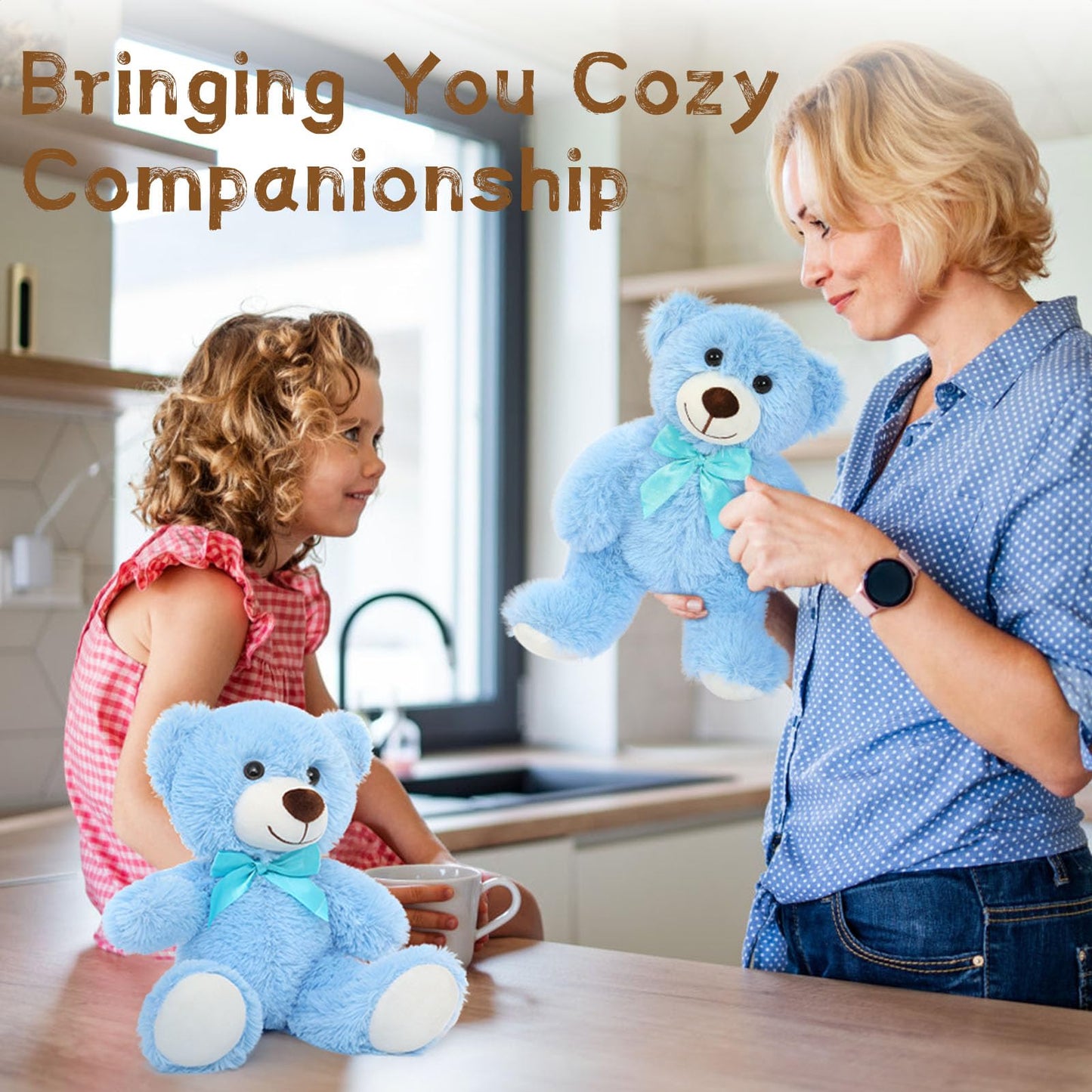 Maogolan Bulk Teddy Bear Baby Shower, 10 Packs Small Light Blue Teddy Bear Stuffed Animals In Bulk,13.5' Small Stuffed Bears Plush For Wedding,Birthday,Christmas, Party Decorations
