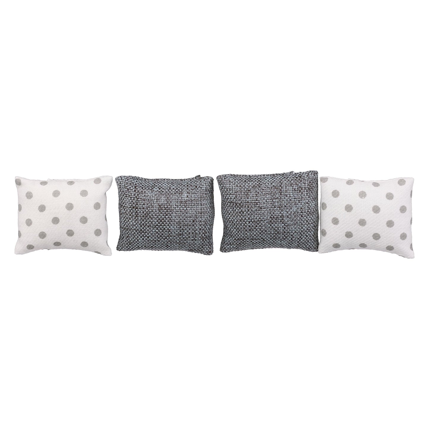 Dollhouse Bedding, 5 Piece Set With Comforter & Pillows, Blanket, Realistic Bedroom Accessories For 6 Inch Dolls, 1/12 Scale, Gray And White Linen