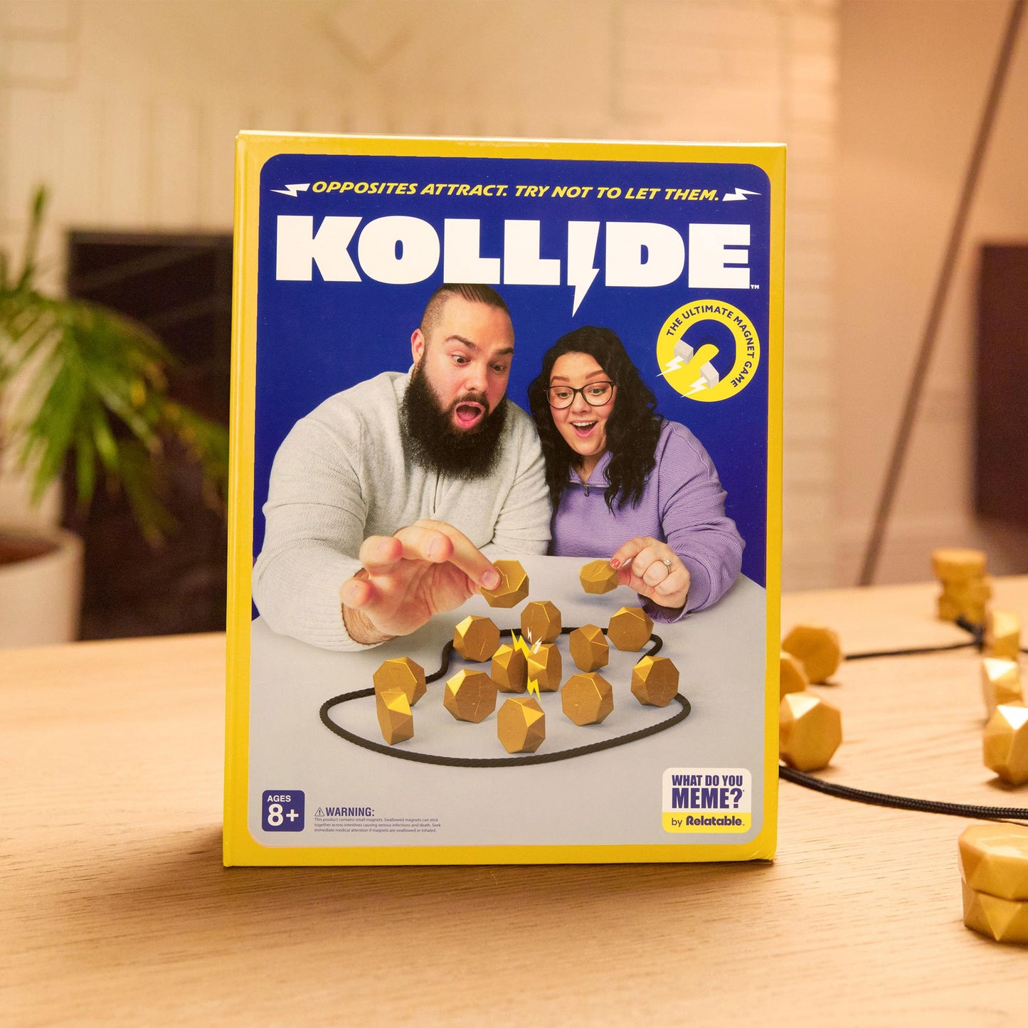 Kollide Magnetic Chess Game by WHAT DO YOU MEME? - Strategy Board Game for Kids & Adults, Easter Basket Stuffer, Blue