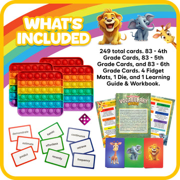 The Fidget Game Vocabulary Words, Flash Card Game, Grade 4-6, Ages 9-12, Develop Communication And Reading Comprehension Skills, Fidget Mats, Learning Guide & Pdf Workbook Included