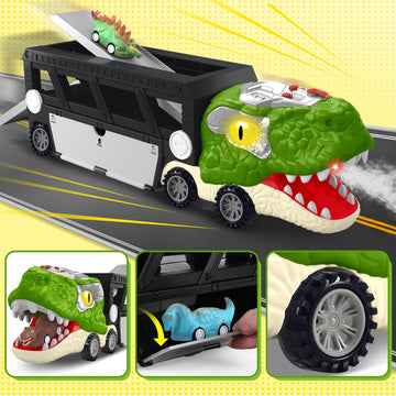 Dinosaur Toys for Kids Age 3-5 5-7, 17 Inch Big Dinosaur Truck with Sounds & Lights & Spray for Boy, Dinosaur Truck Carrier with