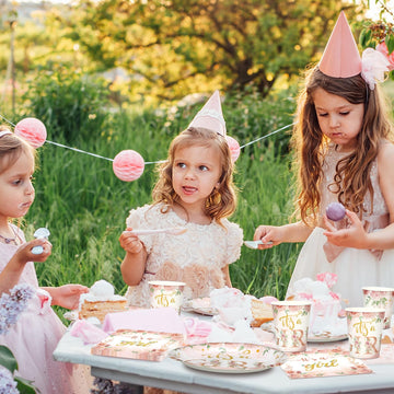 Hushee 200 Pcs Floral Baby Shower Paper Plates Napkins Cups Baby Shower Party Supplies Tableware Set Rose Gold Disposable Cup Na