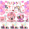 Makeup Birthday Party Supplies,165pcs Spa Party Decorations Set-Makeup Theme Party Decoration Plates Cups Napkins Banner Balloon