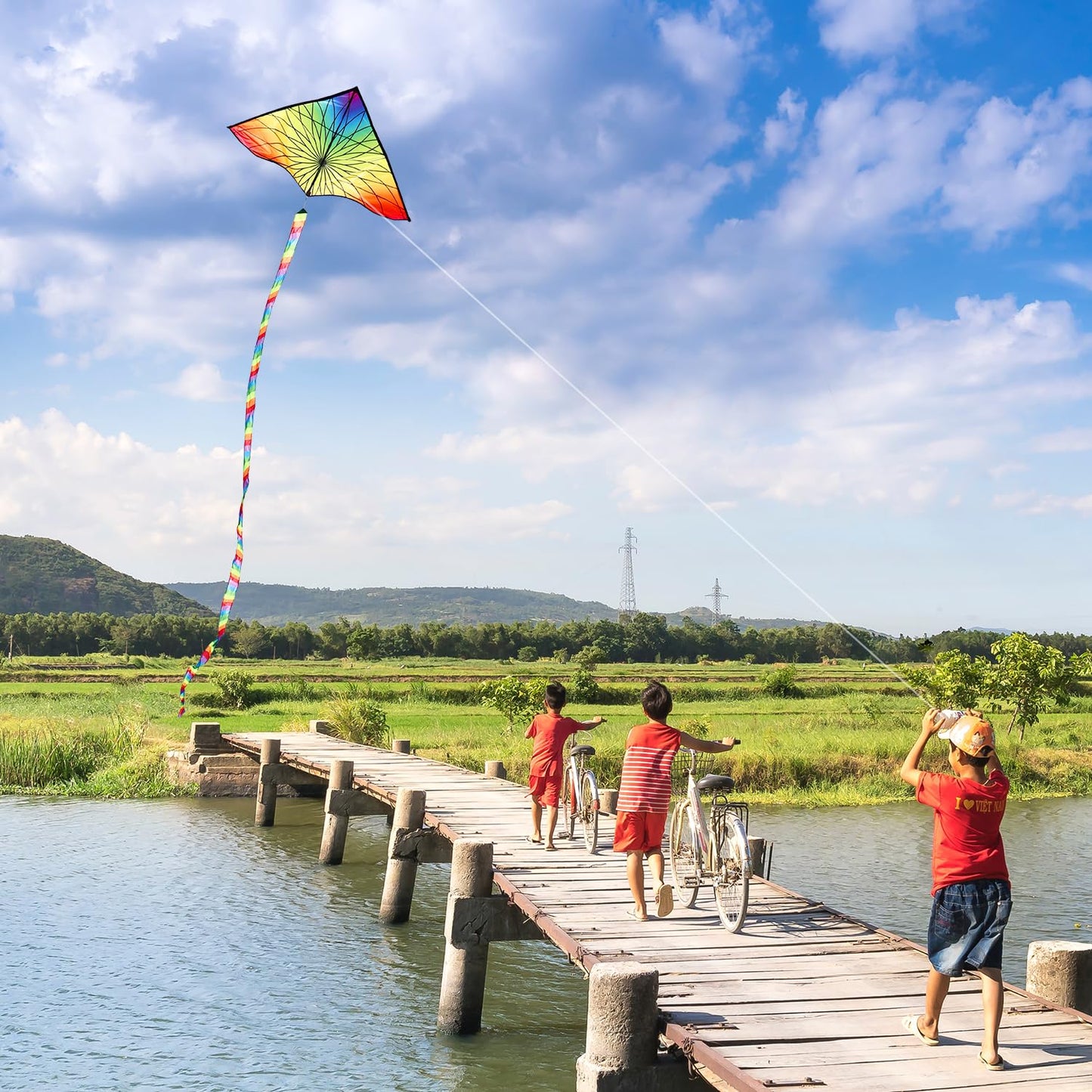 HONBO Giant Bloom Kite for Kids & Adults, Beginner Kites for Kids Ages 4-8, 8-12, Easy Flying Beach Kite, Outdoor Toy, for Boys