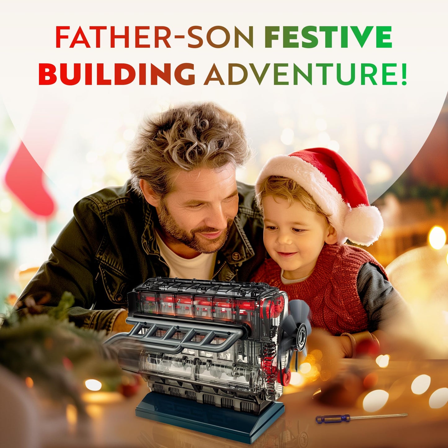 Playz Inline 6 Engine Model Kit - Build Your Own STEM Inline 6 Small Engine That Runs Kit for mature-themeds & Kids Age 10-12+ Visible Inline 6 Mini Engine Kit That Works for mature-themed w/ 230 STEM Parts