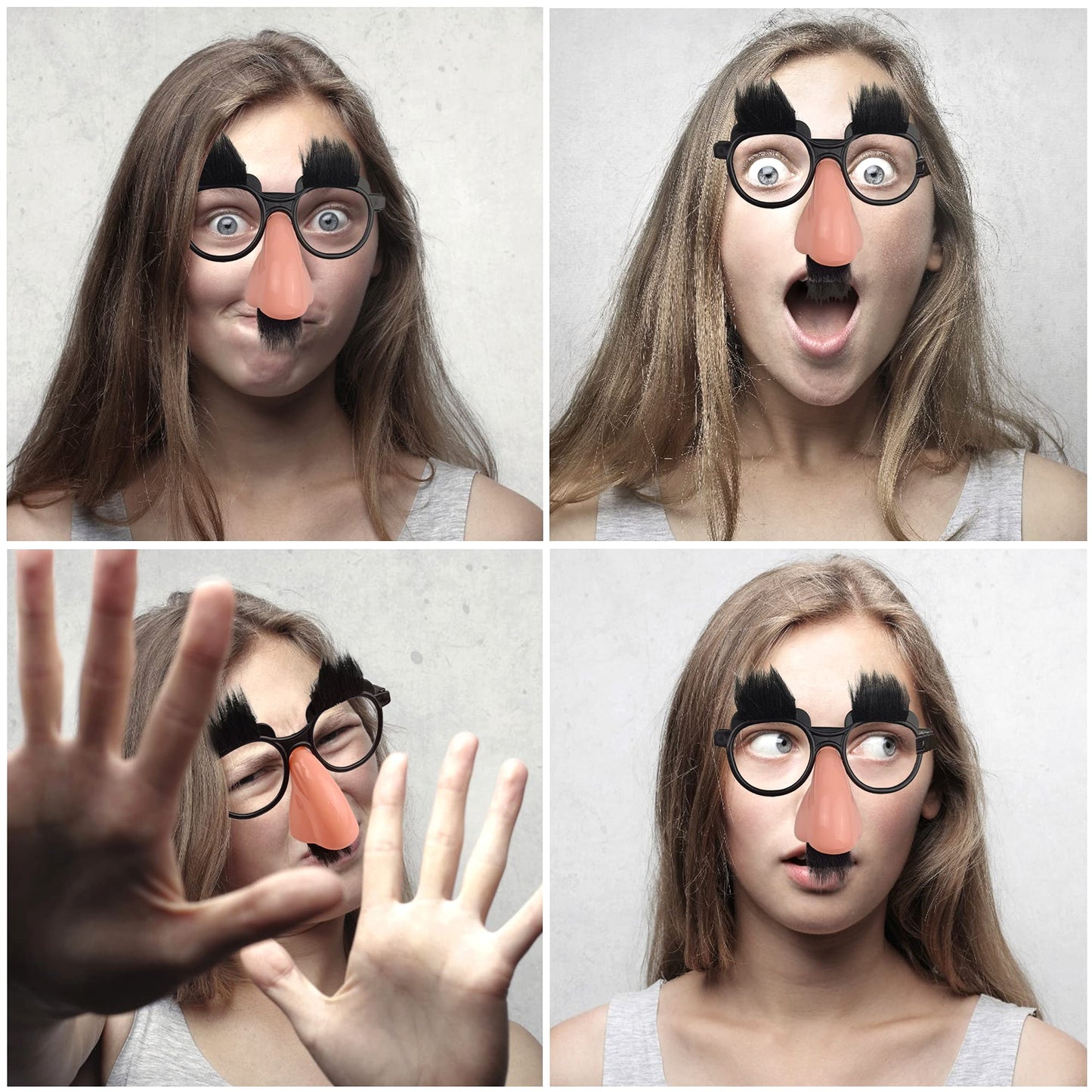 PPXMEEUDC 6 PCS Disguise Glasses with Funny Nose with Eyebrows and Mustache Perfect Party Favors for Costume Halloween and Birth