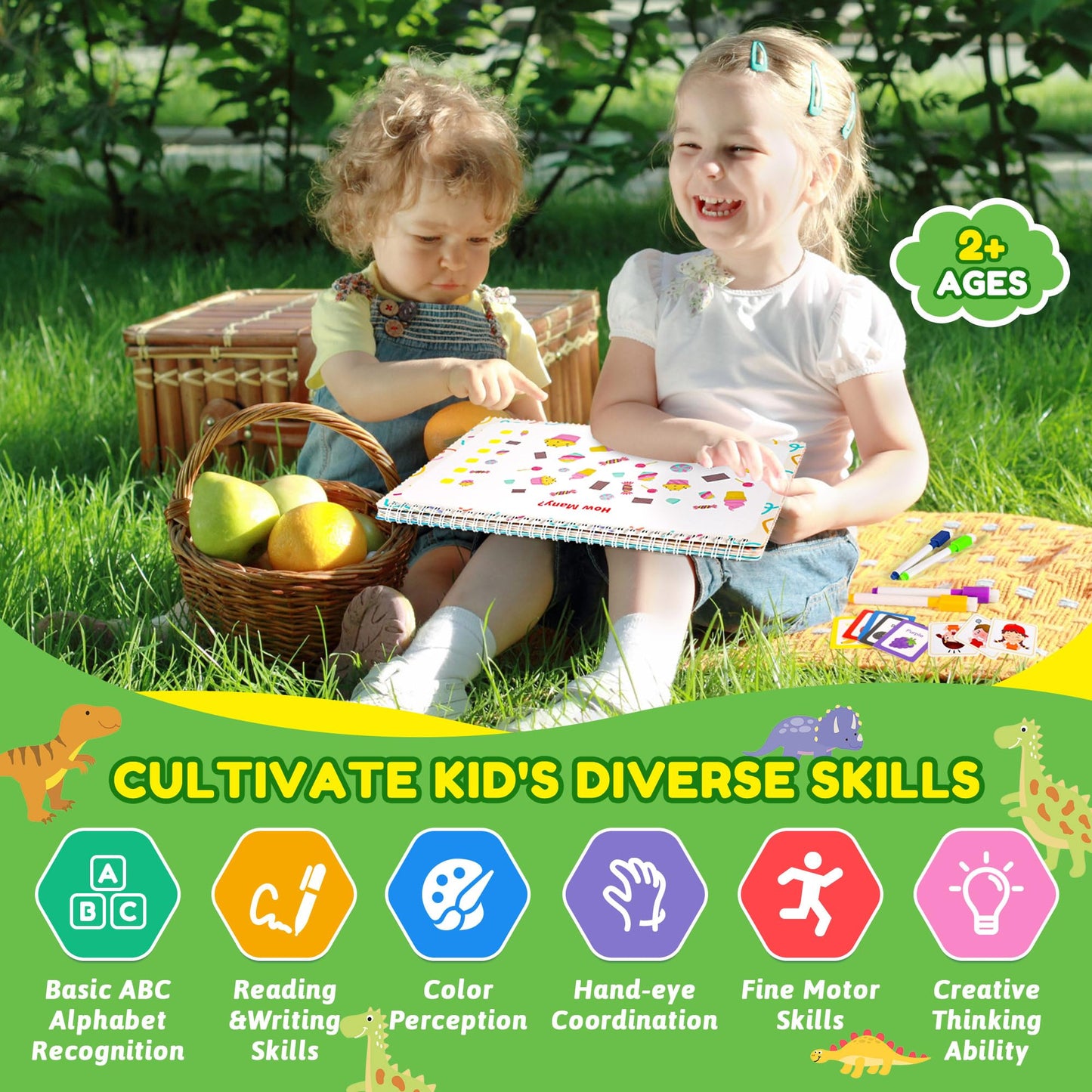 Preschool Toddler Learning Activities, Dinosaur Busy Book For Toddlers 1-3, Montessori Search And Find Educational Game For 3-6