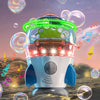 Bubble Machine Automatic 360 Rotatable Rocket Bubble Blower Machine with 2 Fans Lights Music for Kids Toddlers 1-3 Bubble Maker Machine for Indoor Outdoor Wedding Party Birthday Gifts