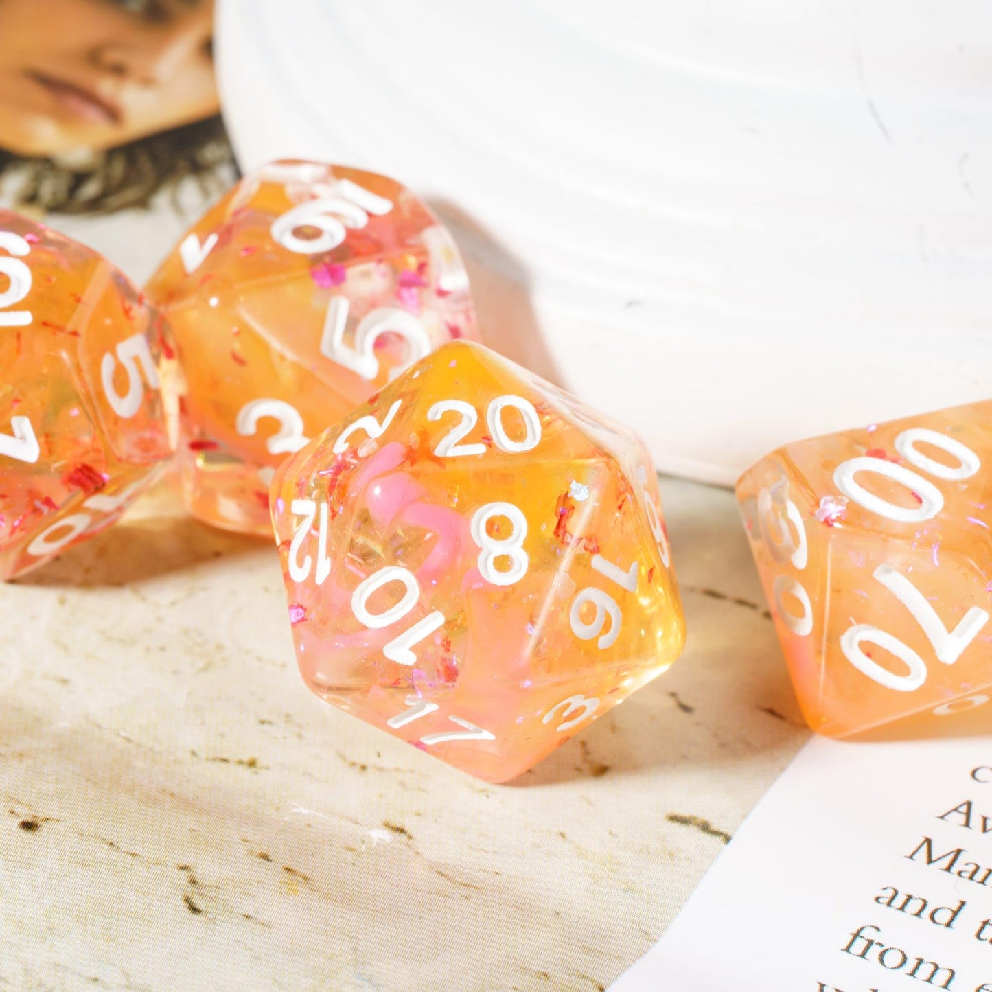 HDdais DND Dice Set, 7PCS Polyhedral Dice Set Filled with Red Foil for Dungeons and Dragons, D&D Dice for Role Playing Game and