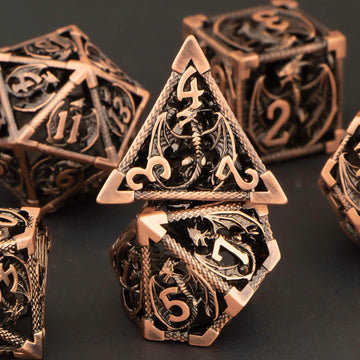 KERWELLSI Hollow DND Dice Set D&D with Gifts Box, 7pcs Polyhedral Metal D and D Dice for Role Playing Game, Dungeon Dragon Dice