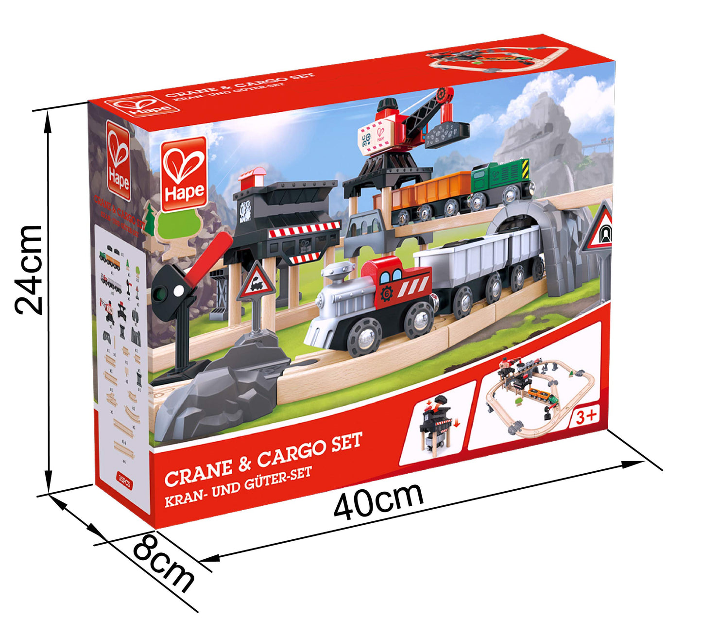 Hape Cargo Delivery Loop Train and Railway Toy Set Multicolor 19.69'' L x 15.75'' W x 4.72'' H
