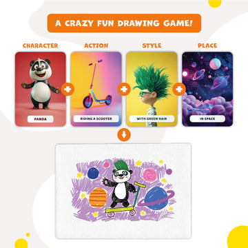 Drawsome Drawing Game For Creative Kids - 160 Prompt Cards With Characters, Actions, Styles & Places To Spark Imagination - Fun