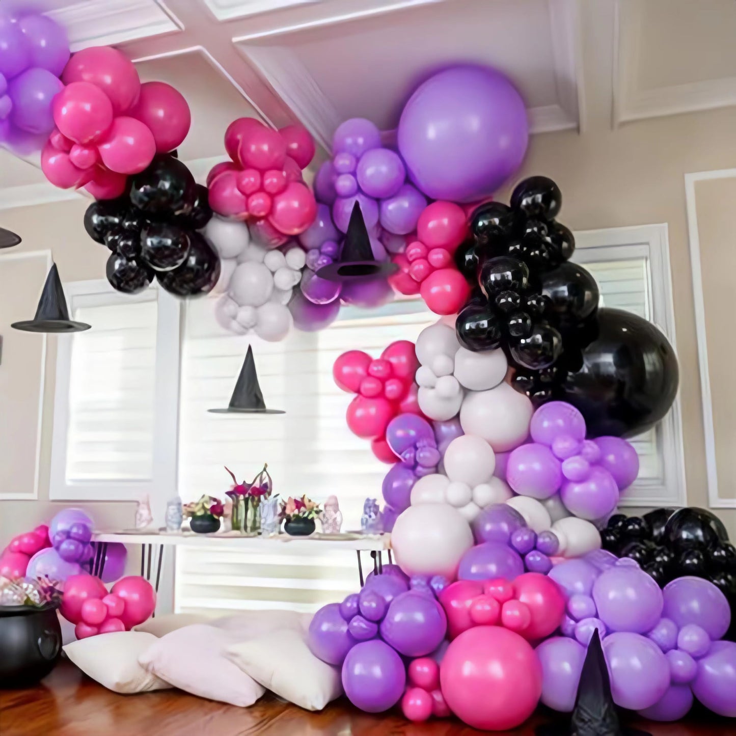 Paready Balloon Arch Kit - 125 Pcs Hot Pink & Purple Garland - Rubber Party Balloons for Kids Birthday, Baby Shower, Wedding
