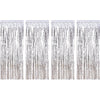 4 Pack Foil Curtains Metallic Fringe Curtains Shimmer Curtain for Birthday Wedding Disco Party Decorations (Silver)