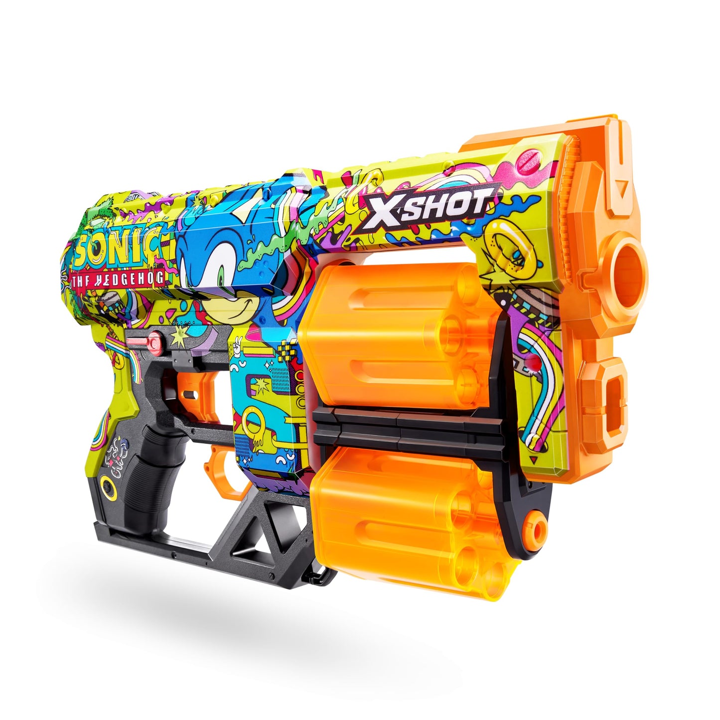 X-Shot Skins Dread Sonic Hyper Spike Blaster With 24 Darts - Malice Skin By Zuru, Double Rotating Barrels, Air Pocket Dart Technology, Toy Foam Blaster For Kids, Teens And Adults