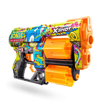 X-Shot Skins Dread Sonic Hyper Spike Blaster With 24 Darts - Malice Skin By Zuru, Double Rotating Barrels, Air Pocket Dart Technology, Toy Foam Blaster For Kids, Teens And Adults