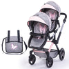 Bayer Design Dolls: Xeo Twin Pram - Butterfly Grey & Pink - Matching Handbag, Adjustable Handle, For Dolls Up To 20''