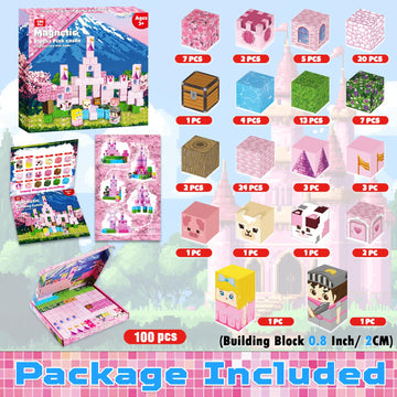 Magnetic Blocks-100Pcs Magnetic Building Blocks, Magnetic Castle Princess Castle Garden Stem Magnetic Building Cubes For Toddler Kids Toys, Construction Toys For Kids Ages 3+