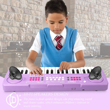 BIGFUN 37 Keys Kid Keyboard Piano - Purple Educational Music Toy for Ages 3-8, Made of Durable ABS