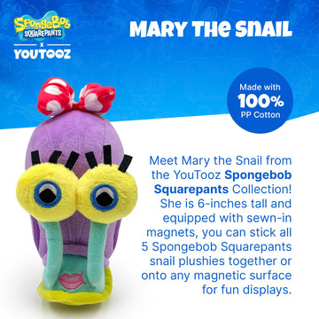 Youtooz Spongebob Mary Snail Plush Stickie, 6'' Inch Very Soft & Magnetic Spongebob Squarepants Mary Snail Stickies By Youtooz S