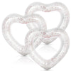 Whaline 3Pcs Inflatable Heart Pool Float with Glitter Inside White Swim Pool Rings Float Loungers Tube for Summer Pool Beach Bac