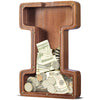 Customized Name Large Wooden Piggy Bank For Kids Boys Girls Alphabets Letter A-Z Coins Bills Money Change Bank Box Initial On Clear Cover (Laser Engraved) (Alphabet-I, Initial-12)