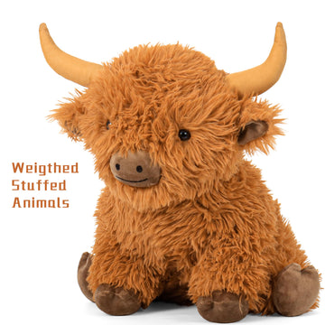 5Lbs Highland Cow Weighted Stuffed Animals, 16In Tall Big Highland Cow Plush Toy, Soft Adorable Stuffed Animal For Kids And Adul