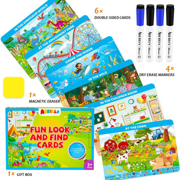 Search And Find Cards For Kids Ages 3 4 5 6 Year Old, Toddler Preschool Learning Reusable Activity Mats, Boys Girls Kindergarten Educational Games