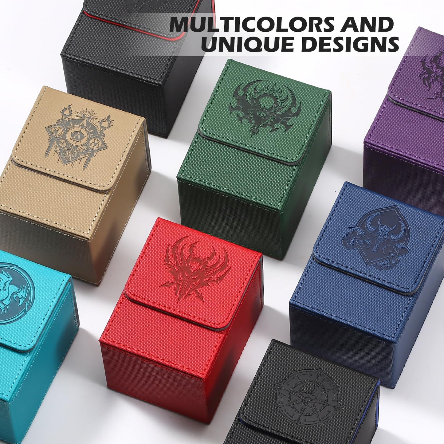 Komick enhanced PU Leather Card Deck Box for Magic The Gathering Yugioh Holds 100+ Deck Case with 2 Dividers for Collectible Trading Cards MTG Deck Box TCG CCG (Sand Golem)