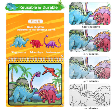 Kesote 2 Pack Water Coloring Book for Kids Toddlers with 2 Water Pens - Reusable Road Trip Toys Water Drawing Painting Books Tod