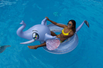Poolcandy Inflatable Animal Pool Tubes & Swim Rings (Elephant Glitter Filled 48'' Inch Animal Pool Tube Swim Ring)