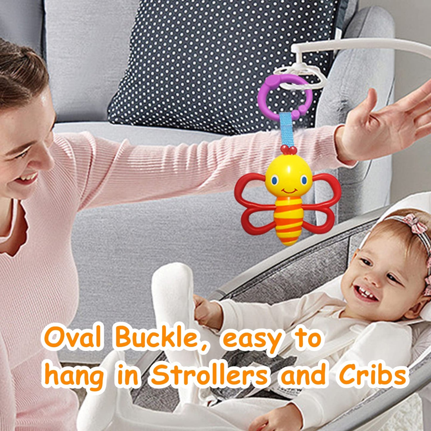 Yunlovxee Baby Toys, Cartoon Animal Hanging Rattle Toys, Handbells Baby Rattles, Baby Bed Crib Car Seat Travel Stroller Toys For