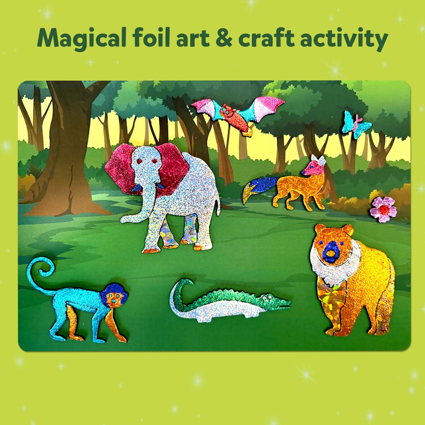 Skillmatics Foil Fun - Animals Mega Pack, No Mess Art For Kids, Craft Kits & Supplies, Diy Creative Activity, Travel Toys, Gifts For Boys & Girls Ages 4, 5, 6, 7, 8, 9, Travel Toys