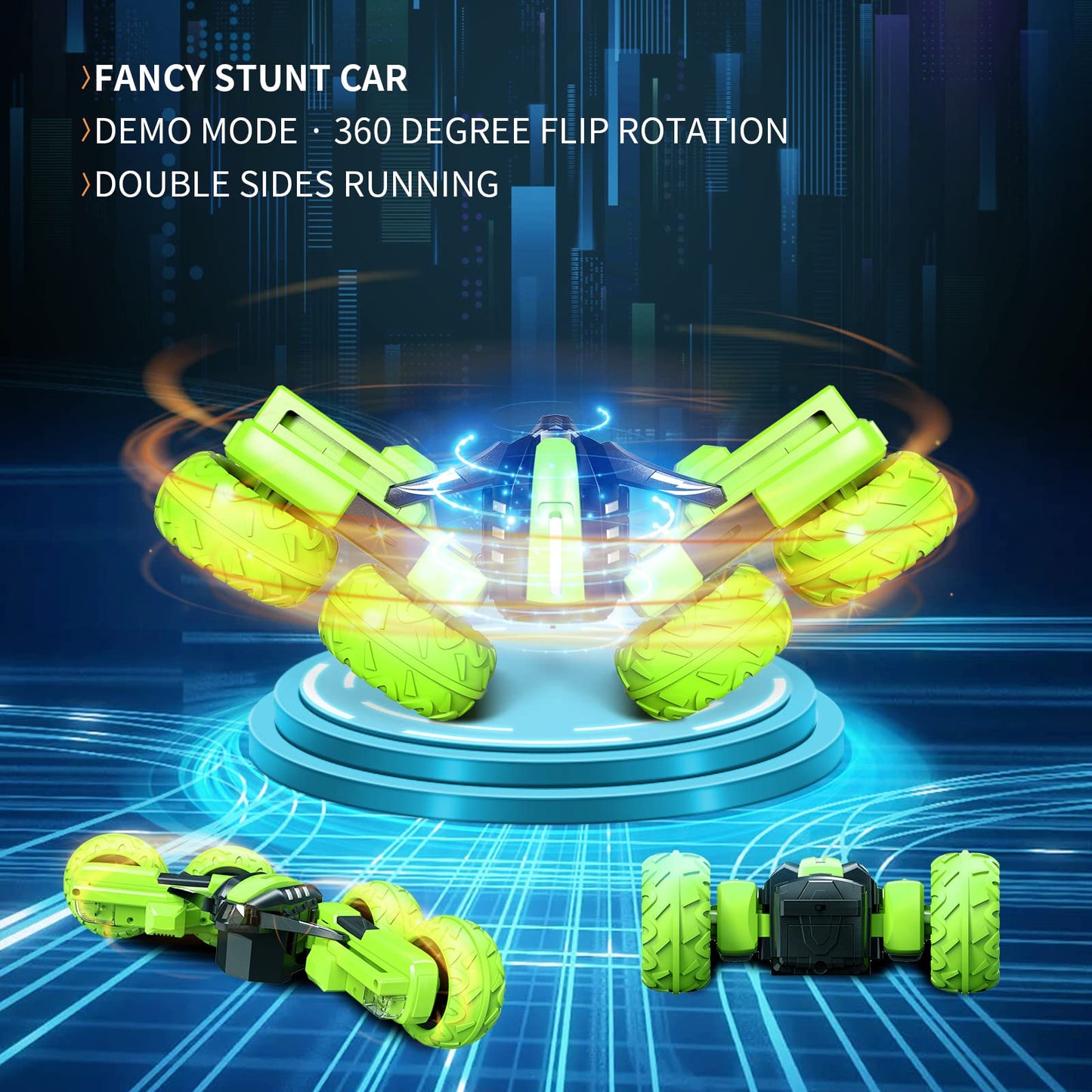 Remote Control Car for Kids 3-12 Years Old, Birthday Gift Toy for Boys Age 4 5 6 7 8, RC Car Stunt with Light 4WD Double Side Ra