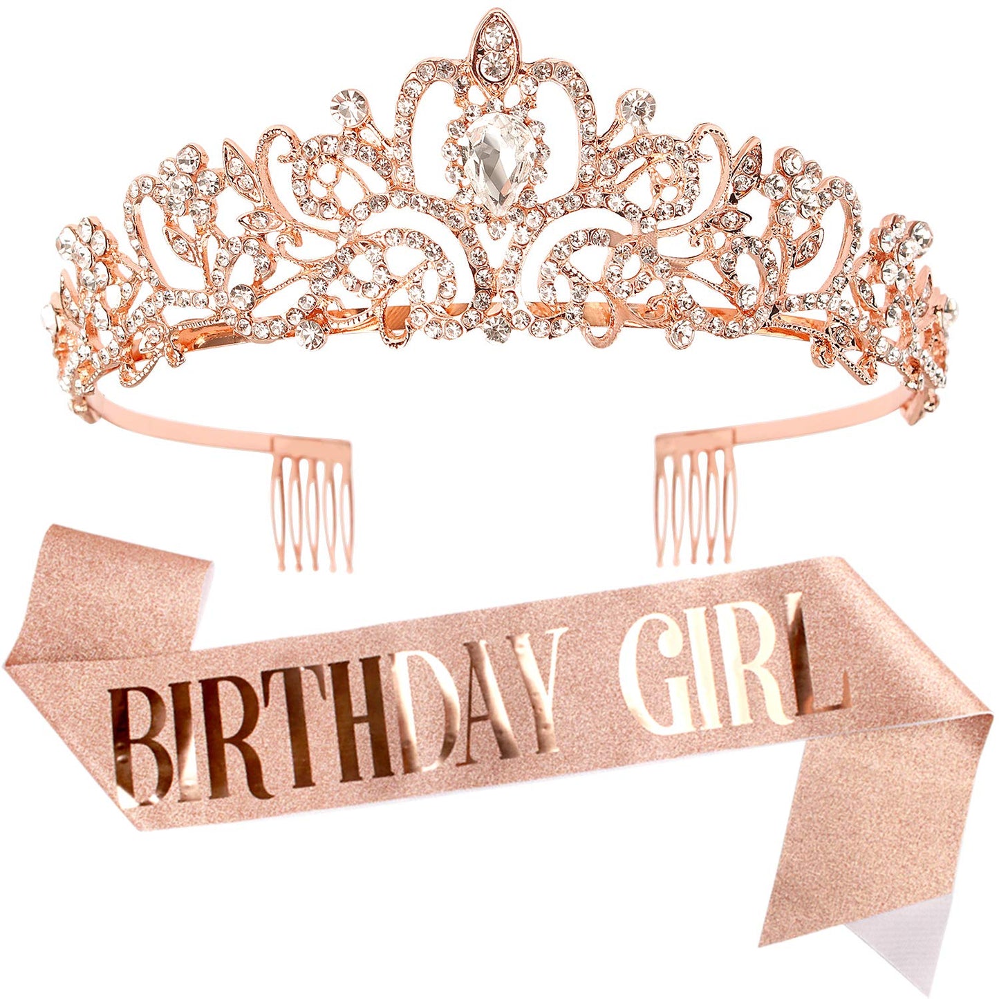 Birthday Tiaras For Girls, Crowns For Women Birthday, Tiara For Women Birthday Queen With Birthday Girl Sash, Crown For Girls Wi