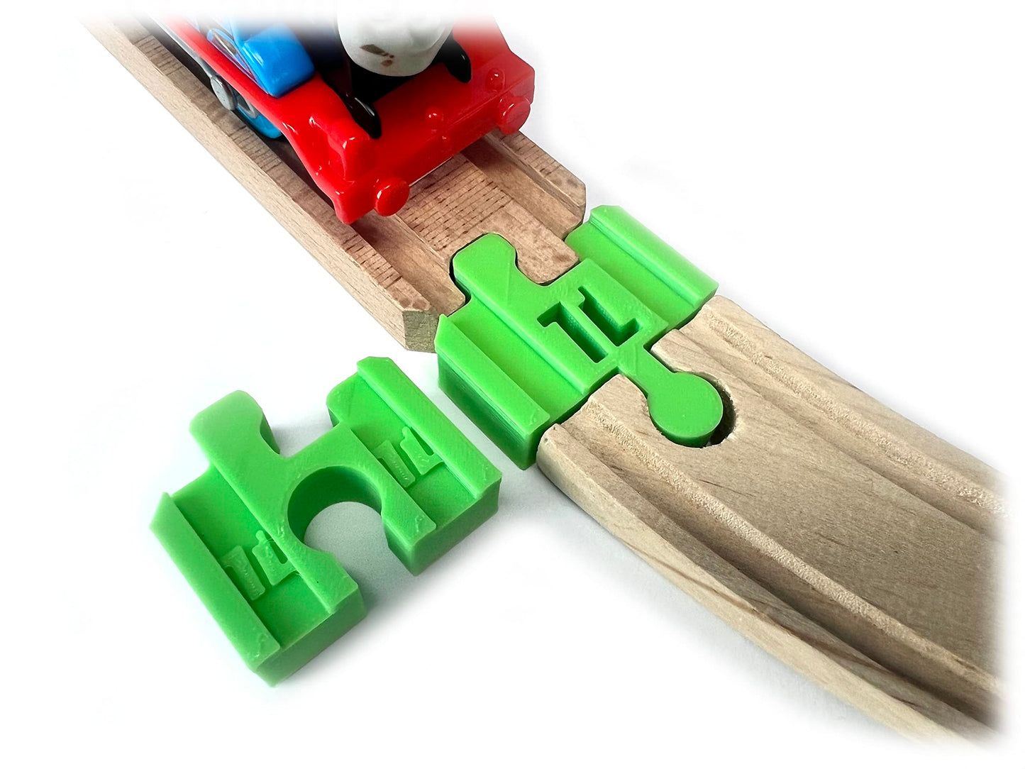 TrainLab Adapters Compatible with Thomas Wood 2018 and BRIO Wooden Railway (2pc) (Green)