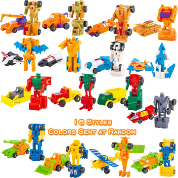 SCKTYZS Morphing Robot Construction Toy Cars Mini Pull Back Vehicles Set of 16 Action Figure Party Supplies Birthday Favors Deco