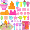 HUUIDY Beach Toys, 30Pcs Ice Cream Sand Toys, Sandbox Toys with Collapsible Sand Bucket and Sand Castle Kit, Cake, Lollipop, Sea