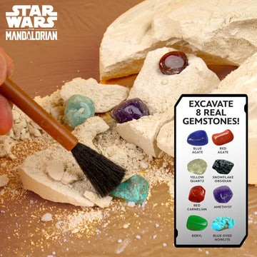 Star Wars The Armorer Gemstone Dig, Reveal 8 Real Gemstones Inside The Armorer'S Helmet, Including Amethyst, Quartz, Red Agate, Star Wars Toys, Science Kits For Kids Age 8-12, Excavation Toys