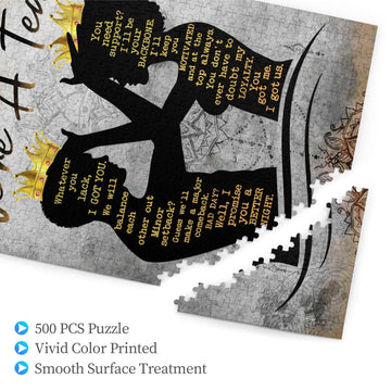 African American Puzzles For Adults 500Pcs Afro Black King And Queen Jigsaw Puzzles Couple Inspirational Quotes Black Woman Men