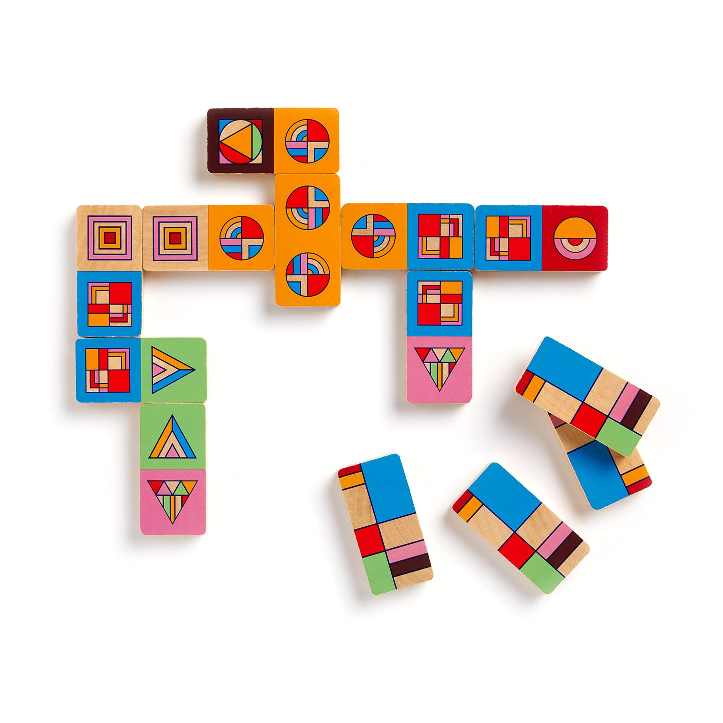 Galison Frank Lloyd Wright Domino Set - 28 Double Sided Colorful Geometric Patterned Wooden Domino Pieces