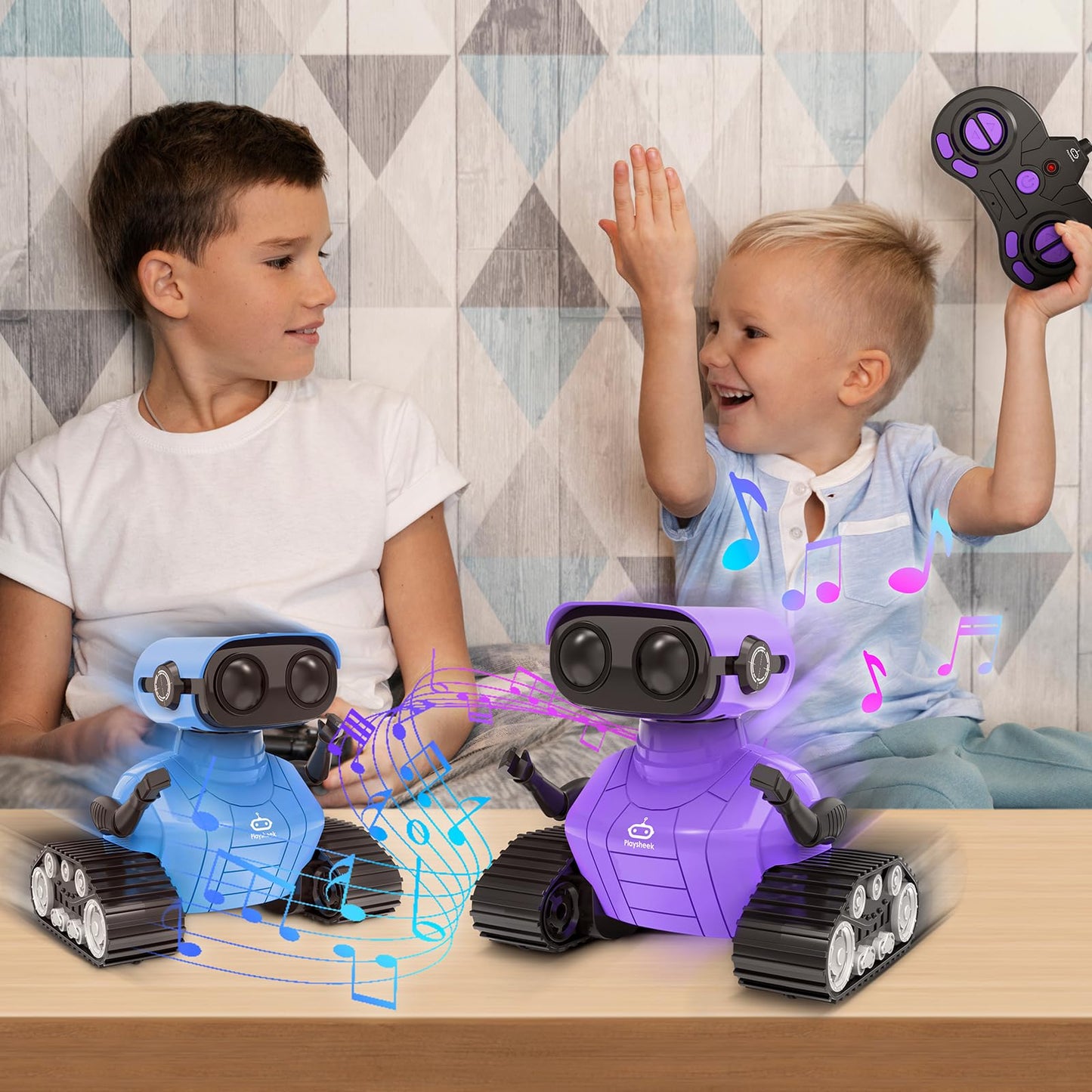 Playsheek Robot Toys Remote Control Robot Toy Rechargeable Emo Robot with Auto-Demonstration Kids Robot RC Robot for Kids Smart