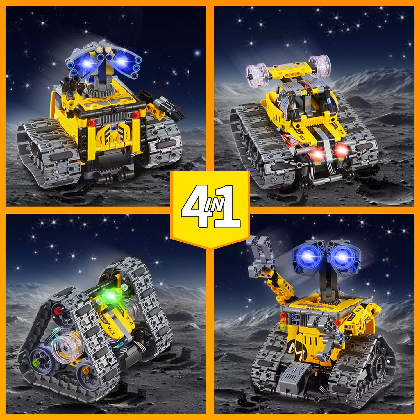 AoHu STEM Robot Building Toys, 4in1 Remote & APP-Controlled Wall Robot/Stunt Car/Triangle Robot Toys Set, Creative Gifts for Boy