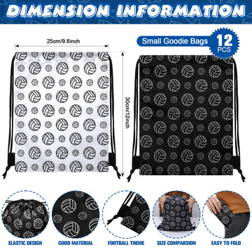 Poen 48 Pcs Volleyball Party Favors Include 12 Drawstring Backpack 12 Mini Volleyball 12 Keychain 12 Wax Thread Braided Bracelet