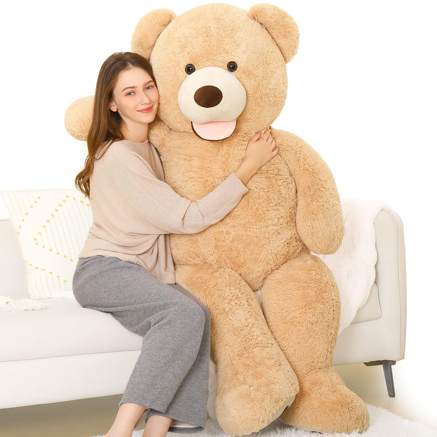Morismos Giant Teddy Bear Plush 5 Feet, Life Size Huge Teddy Bears For Girlfriend Boyfriend, 5 Foot Large Bear Gifts For Valentine'S Day, Baby Shower, Birthday