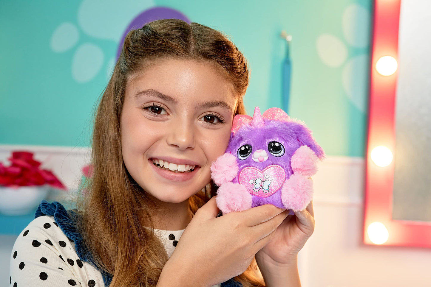 Rainbocorns Puppycorn Surprise Series 3 (Pink Karmo) by ZURU Collectible Plush Stuffed Animal Surprise Egg Sticker Pack Slime Dog Plush Ages 3+ for Girls Children