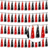 4P Black red Foil Fringe Tassel Banner Garland Metallic Tinsel Streamers Wall Hanging Curtain Backdrop Banner for Parade Floats,